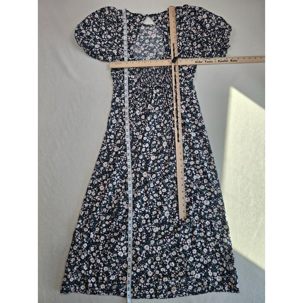Old Navy Floral Puff Sleeve Maxi Dress Medium Cottage Core Peasant Keyhole Back - Picture 5 of 5